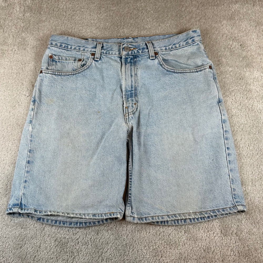 Vintage Y2K Levis 550 Denim Shorts Mens W34 Light Wash Relaxed Fit Cotton Blue